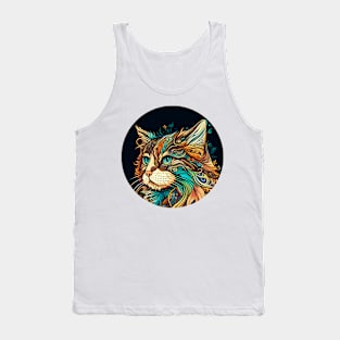 Cat Boho CAt Hippy Beautiful Lover Design Tank Top